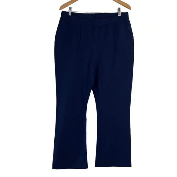 Roamans Blue Stretch Pants Plus Size 18W Pull On Casual Comfort Solid Pattern - Picture 1 of 5